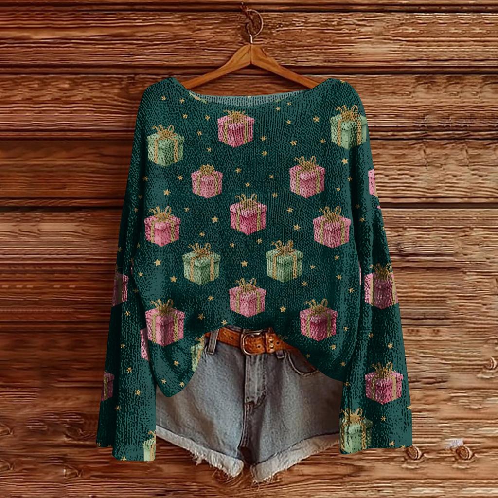 Women's Round Neck Lightweight Sweater Casual Long Sleeve Knit Pullover