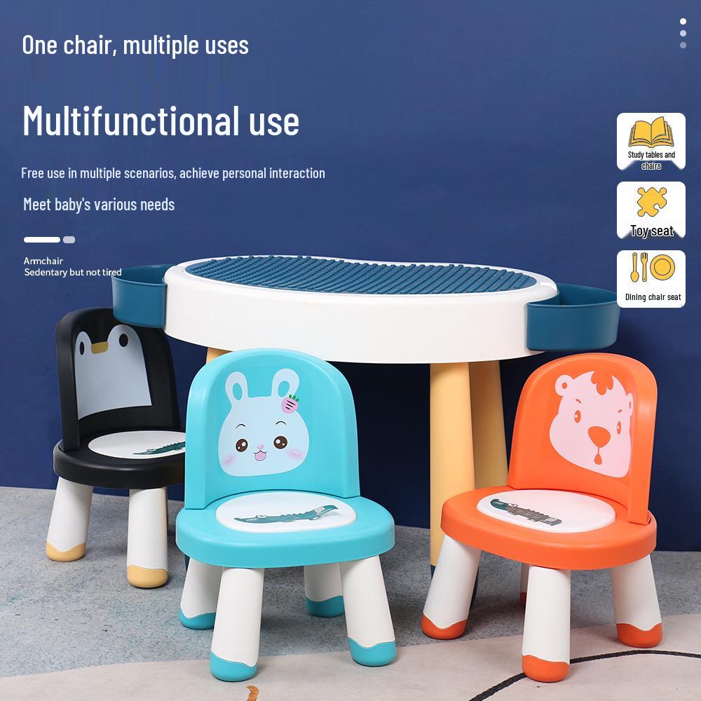 Xin Bei Le Kids' Squeaky Plastic Chair with Backrest - Ideal for Home or Kindergarten.