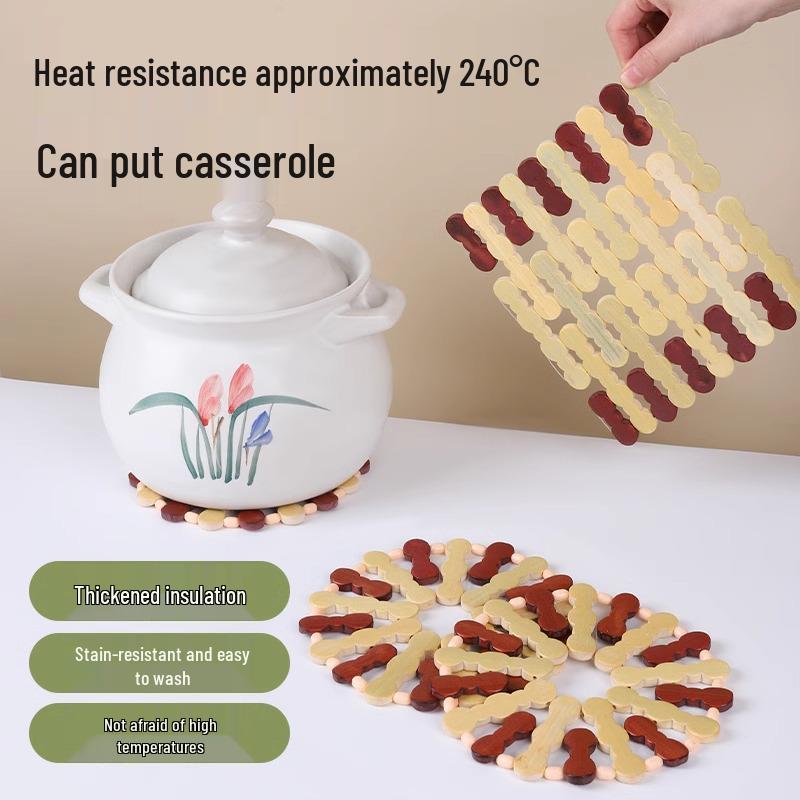 Bamboo Insulation Pad Set: 3-Piece High-Temperature Resistant Table Mats for Casseroles