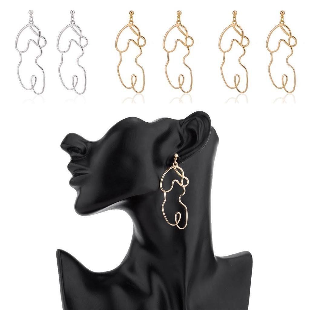 Elegant Abstract Geometric Hollow Earrings For Women Trendy Alloy Jewelry