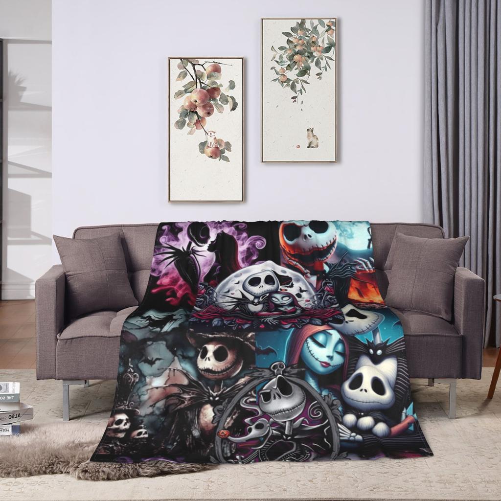 Nightmare Before Christmas Jack Flannel Blankets Winter Super Warm Throw Blanket for Child Print Bedspread Sofa Bed Cover