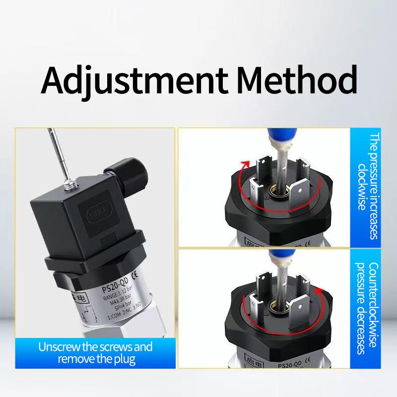 0.2-2.5bar Mechanical Pressure Switch 0-10bar 0-300bar NO+NC Water Pump Air Oil Pressure Control 20-200bar G1/4 Hydraulic 10bar