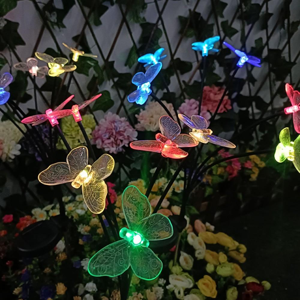 1PC 6LED Solar Butterfly Garden Stake Lights Outdoor Waterproof Solar Powered Decorative Light for Yard Patio Pathway Decoration