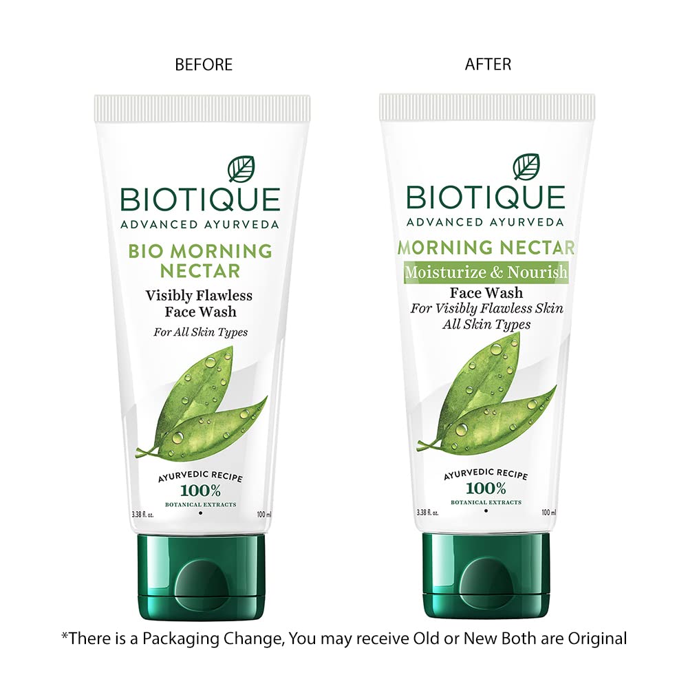 Biotique Morning Nectar Face Wash 150ml – Wild Turmeric & Neem for Flawless Skin – Hydrating & Brightening for All Skin Types