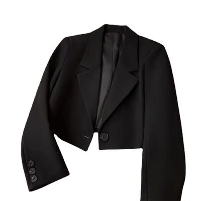 Chaqueta tipo traje corto con botones negros de negocios para mujer, chaquetas de moda para primavera y otoño, chaqueta informal holgada coreana