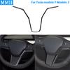 For Tesla Model Y 2020+ Model 3 17-22 Piano Black Inside Steering Wheel Panel Decorative Strip Car Interior Accessories Sticker