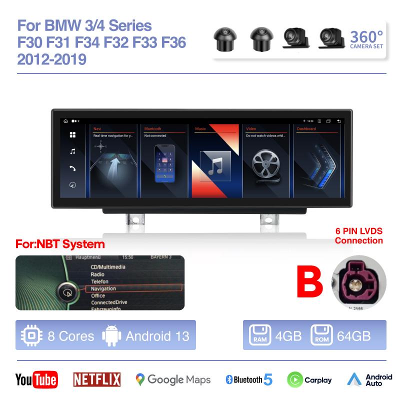 Android 13 For For BMW 3/4 Series F30 F31 F32 F33 F34 Multimedia Video Player GPS Navigation Radio 14.9Inch Auto Carplay 4G 360