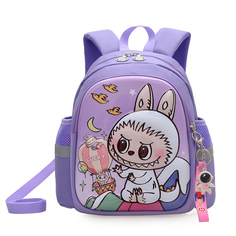 Labubu School Bag Cartoon School Bag 2-4 Years Old Boys and Girls Anti-lost Small Backpack 3D Three-dimensional Hard Shell Backpack