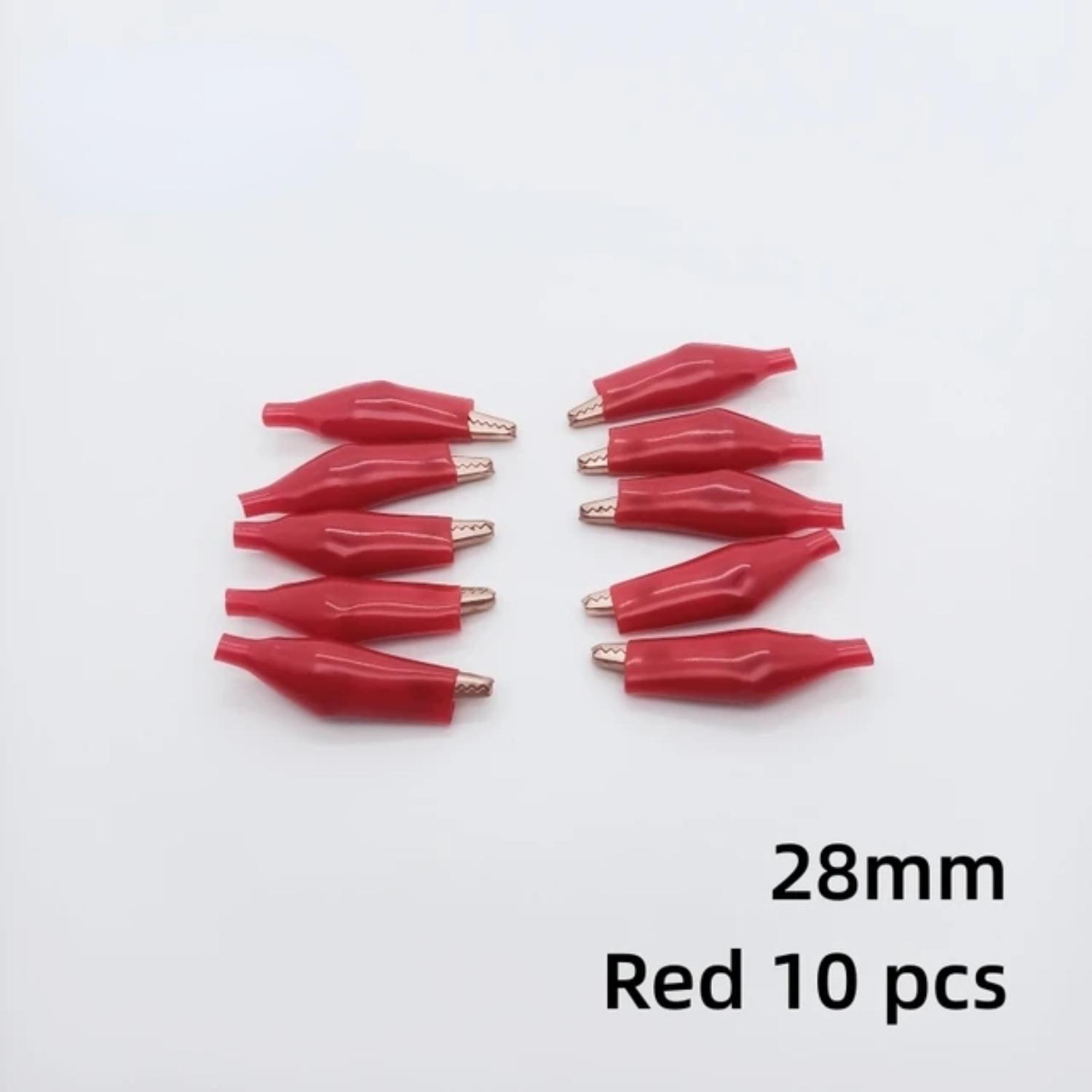 

10 Pcs Crocodile Electrical Clamp 28mm 35mm 45mm Copper Alligator Clip Testing Probe Mini Meter Clip Black Red With Soft Plastic