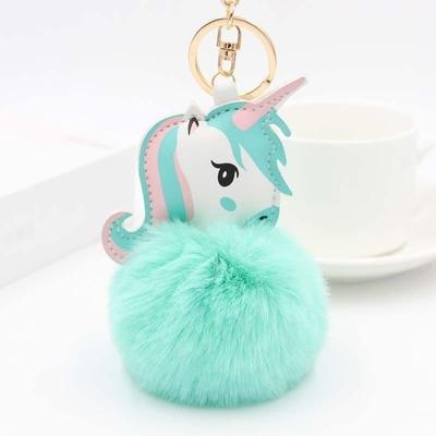 Pompom Keychain Faux Rabbit Fur Ball Licorne Key Chain Horse Pompon Bag Car Keyring Key Holder