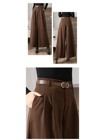 2025 Autumn/Winter High-Waisted Wide-Leg Swing Skirt Pants - Professional Floor-Length Trousers