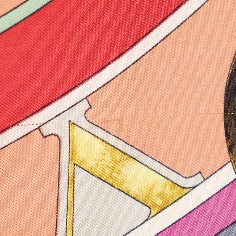 Hermes Carree90 Scarf Parmi Les Fleurs Je Compte Les Heures Time Spent In the Flowers Red/multicolor Silk Women Used