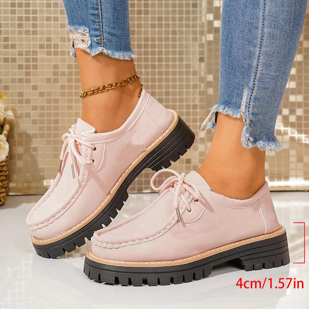 Plus-size Classic Retro Workwear Fashion Flats for Women with Chunky Heels and One-piece Design in Solid Colors for  Casual Fashion Shoes
