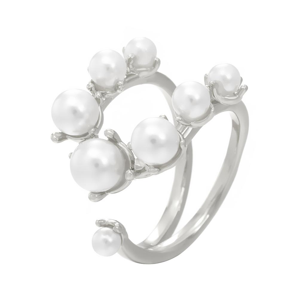 Fashion Big Geometric Pearl Paved Rings For Women Jewelry Personality Statement Open Ring