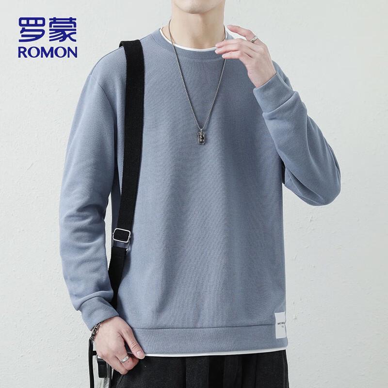 ROMON Herren lässiger Rundhals-Pullover mit langen Ärmeln