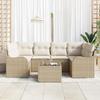 Ensemble de canapés de jardin 7 pièces avec coussins beige poly rotin, Canapé jardin 2 places avec coussins beige poly rotin 3345601
