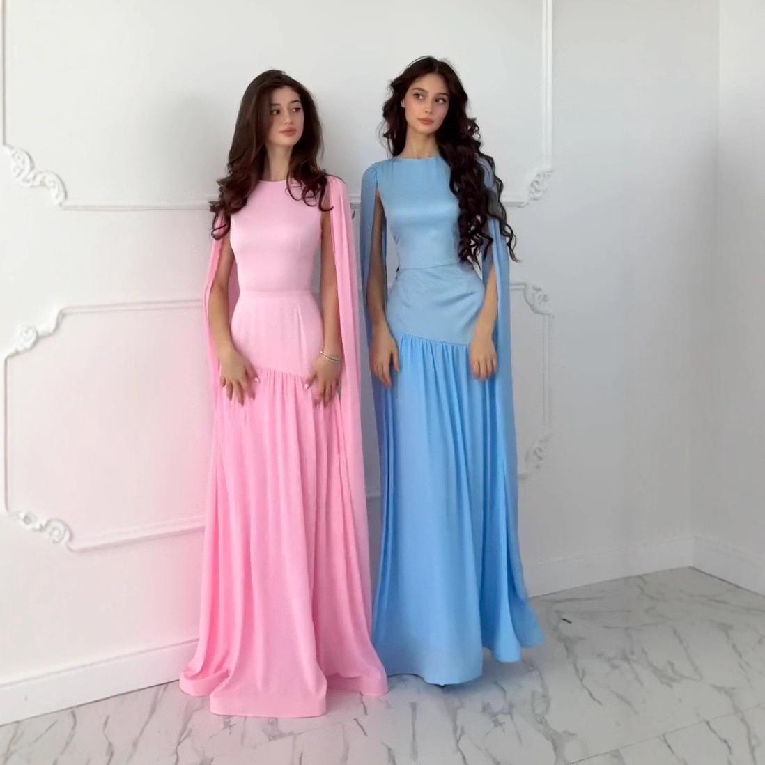 Летнее европейско-американское платье с рукавами-кейпами на завязках, стройнящее XS розовый