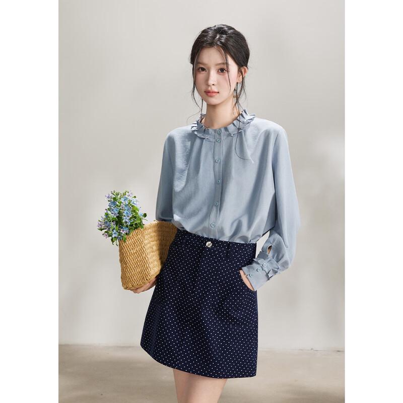Mishow Women's French Ruffle-Trim Blouse
