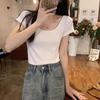 La Chapelle Damen Slim-Fit U-Ausschnitt Kurzarm-T-Shirt
