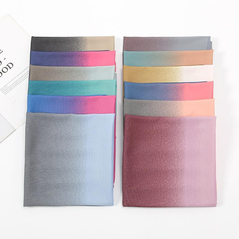 New solid color versatile dance gradual change chiffon silk scarf, summer thin decorative travel sunscreen shawl women
