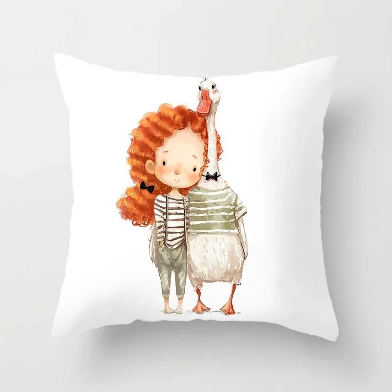 Cute Cartoon Panda Print Pattern Cushion Cover Pillow Cover Living Room Sofa Decoration Home