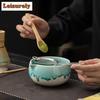 Kiln Fambe Glaze Matcha Set Eight-piece Ceramic Tea Bowl Hundred Book Stand Whisk Imitation Song Dynasty Accessories Supplies
