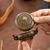 Antique Incense Burner Hollow Incense Holder With Cover Chinese Ancient Mini Ornament Home Office Decoration