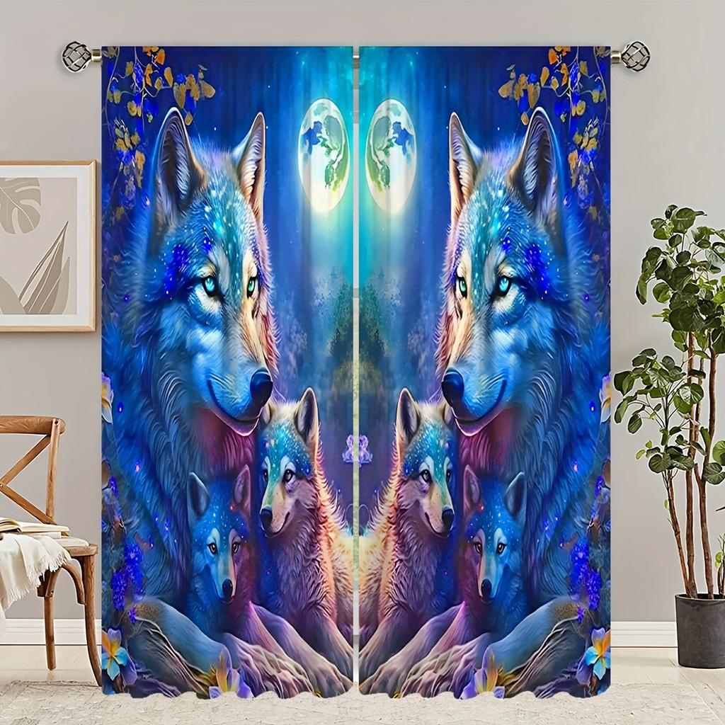 Dragon Wild Wolf Tiger Animal Window Curtains Blinds For Living Room Kid's Bedroom Bathroom Kicthen Office Door Home Decor2Pcs