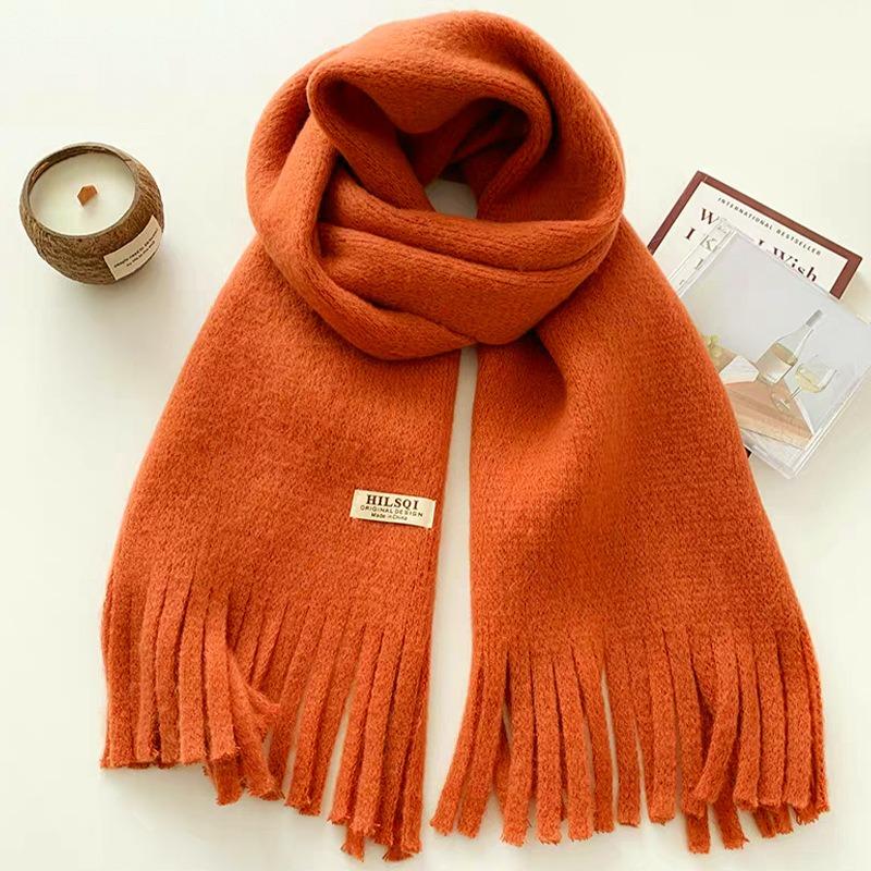 Imitation cashmere cloth label knitted scarf women's autumn and winter thickened warm versatile student couple wool circumference