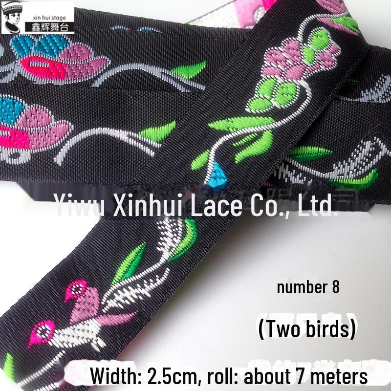Panglică de dantelă brodată etnică Xinhui de 2,5 cm pentru meșteșuguri DIY