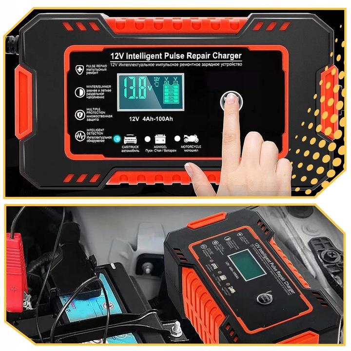 Prostownik Automatyczny Samochodowy Ładowarka Akumulatora Smart Lcd 12V