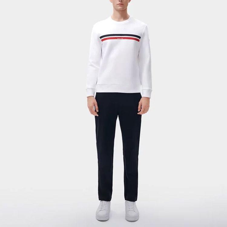 Fila Fleece Striped Print Crew Neck Pullover Sweatshirt Men Sweatshirt White F11M311209FWT