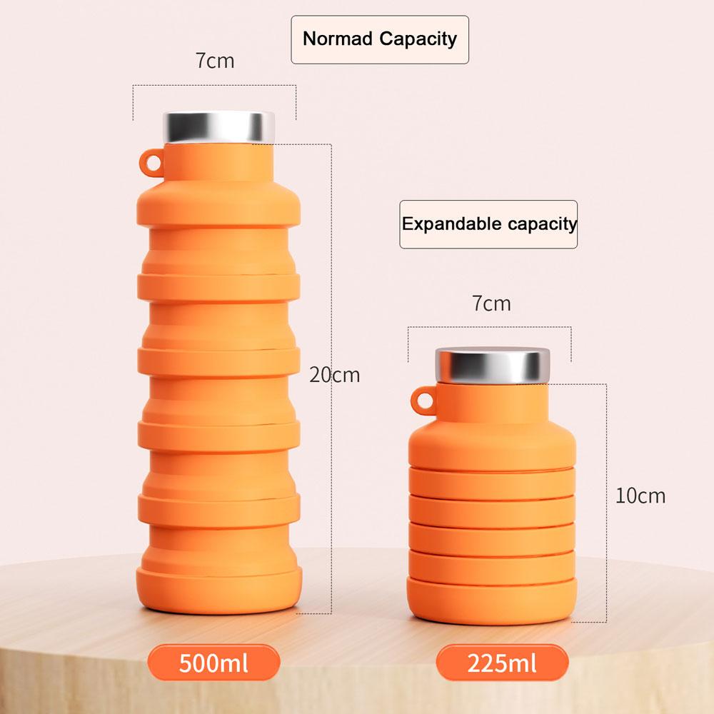 

1PC Collapsible Silicone Water Bottle Outdoor Hiking Portable Reusable Water Cup Foldable Drinking Bowls BPA Free Travel Bottle оранжевый