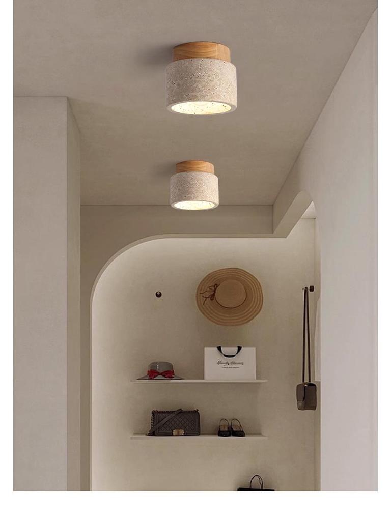 Japanische Wabi-Sabi Gelber Höhlenstein Deckenleuchte für Eingangsbereich oder Balkon