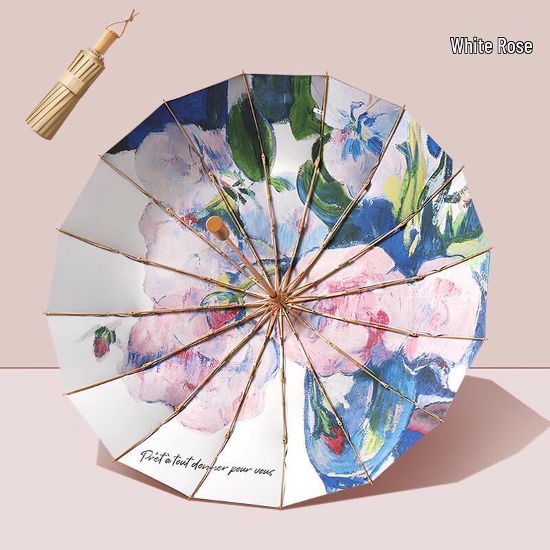 MAYDU Anti-UV 16-Rib Foldable Sun & Rain Umbrella