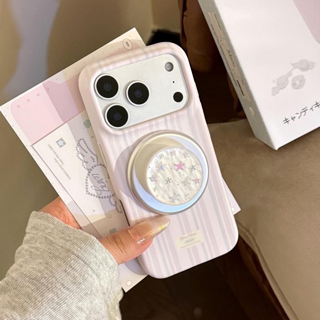 Mother-of-pearl Starry Screen Case Suitable for Apple 17pm Soft Film iPhone 16 Phone Case 15 Magnetic Stand 17 Gold-plated