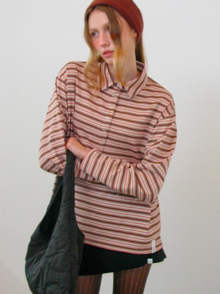 POEV Striped Button Collar Shirt [3 Colors]