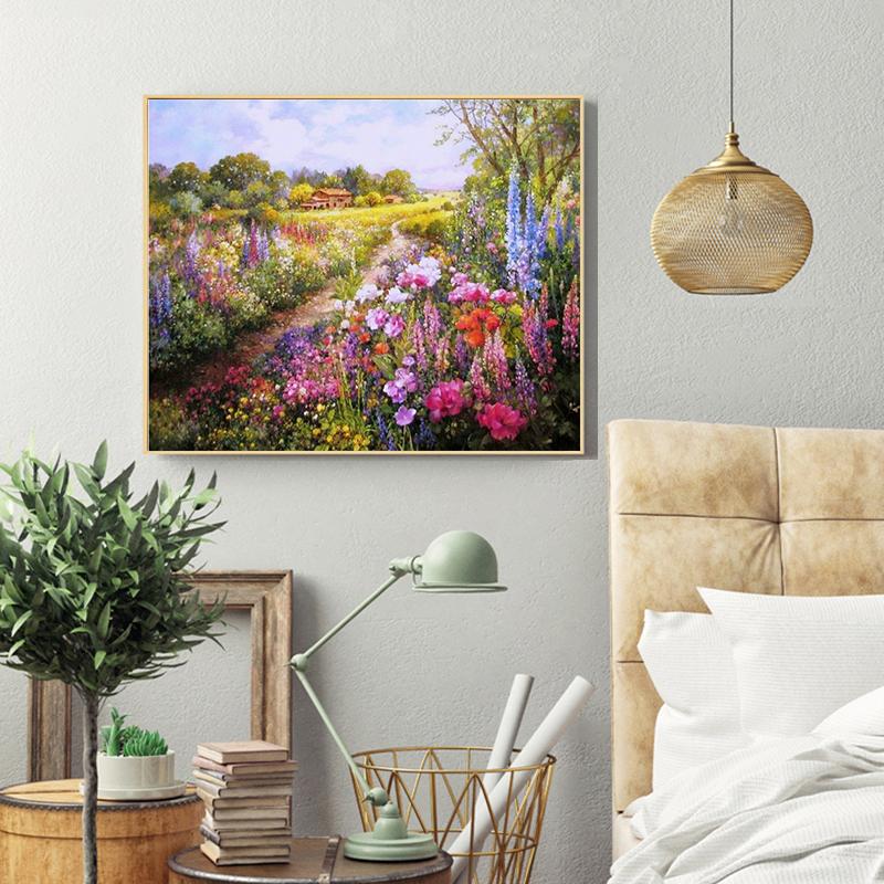 RUOPOTY DIY Frame Oil Painting By Numbers Daisy Flower Acrylic Home Decor On Canvas Wall Art Picture Rose For Living Room