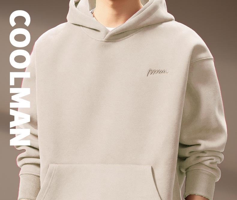 Herren Hoodie mit schwerem Stoff 420g, bestickt mit amerikanischem Buchstaben - Herbst/Winter Neuer Stil, lockere Passform