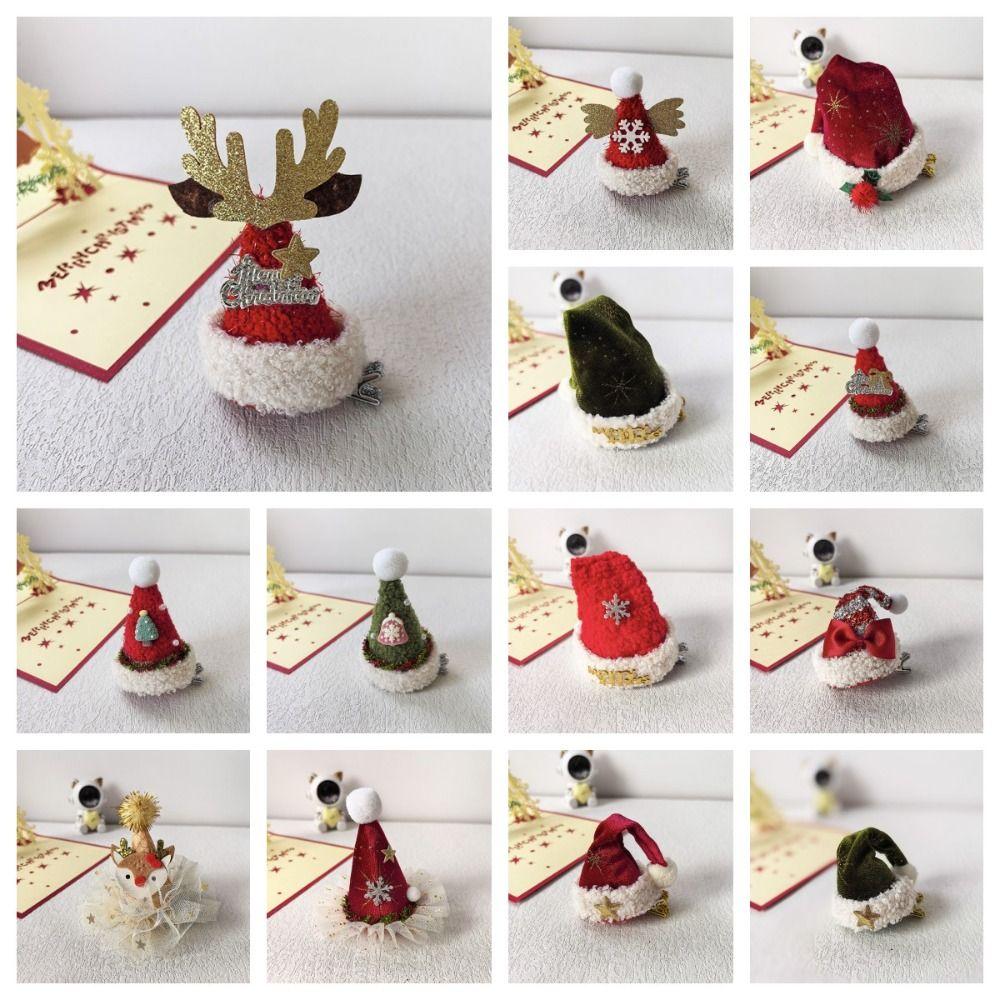 Bowknot Children Deer Antler Hair Clip Sequin Christmas Hat Headband Christmas Hat Hairpin  Girls