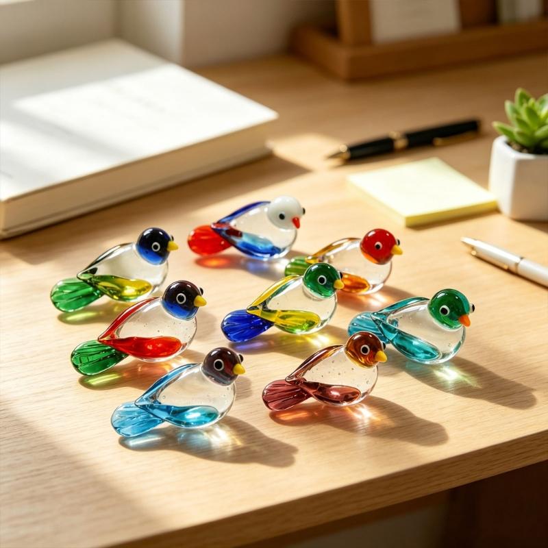 Kristall Vogelfiguren Handgeblasene Glasvögel Statuen Dekorative Skulpturen für Wohnungsdekorationen Geschenk für Vogelliebhaber