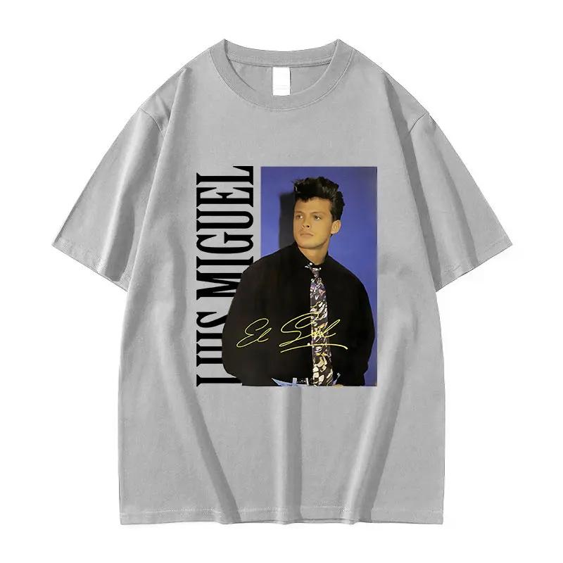 T-shirts graphiques de tournée du chanteur Luis Miguel pour hommes, hip-hop à col rond, t-shirt tendance des années 90 vintage surdimensionné en coton, streetwear