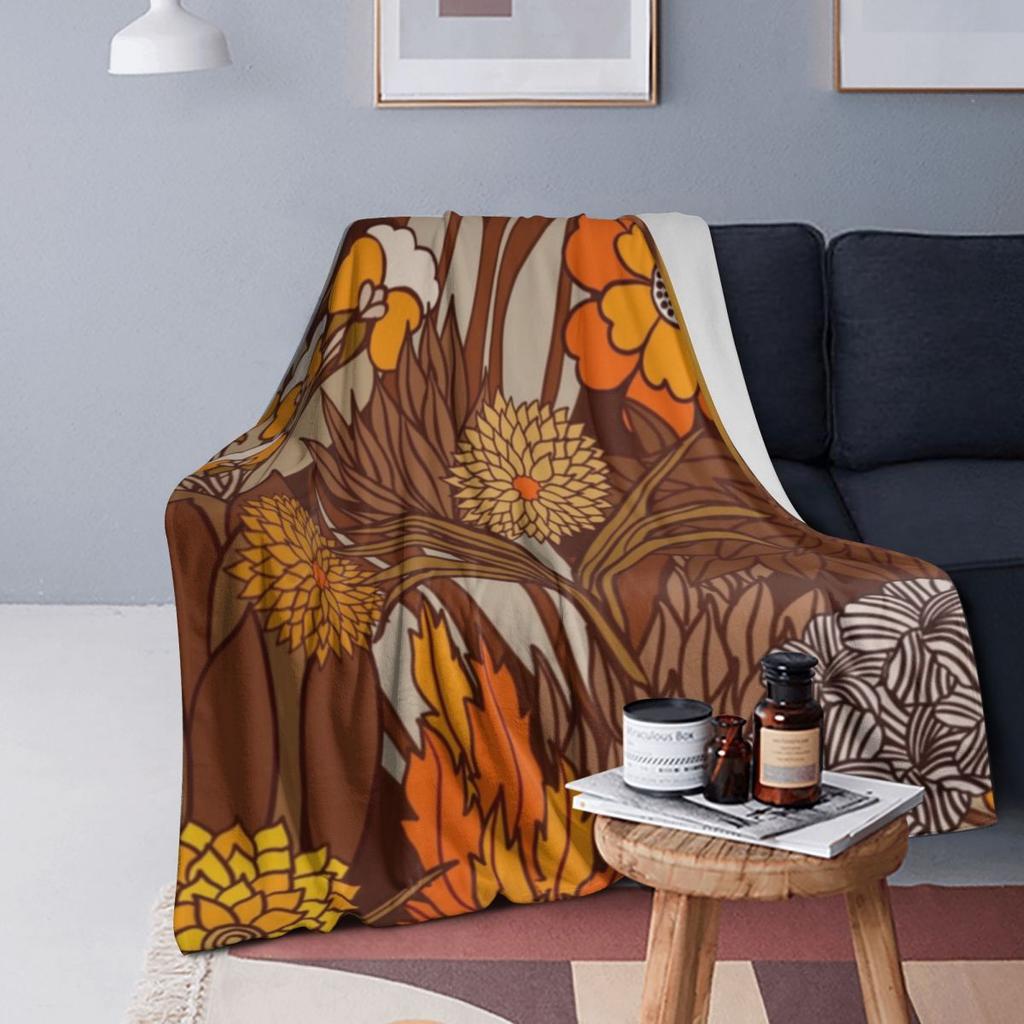 70s Retro Garden Blankets Soft Warm Flannel Throw Blanket Bedspread for Bed Living room Picnic Travel Home Sofa