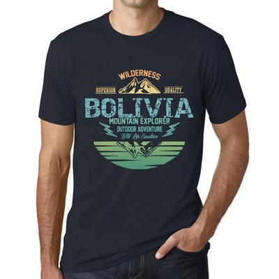 Erkek Vintage Tişört Grafik Tişört Dağ Kaşifi Bolivya Lacivert