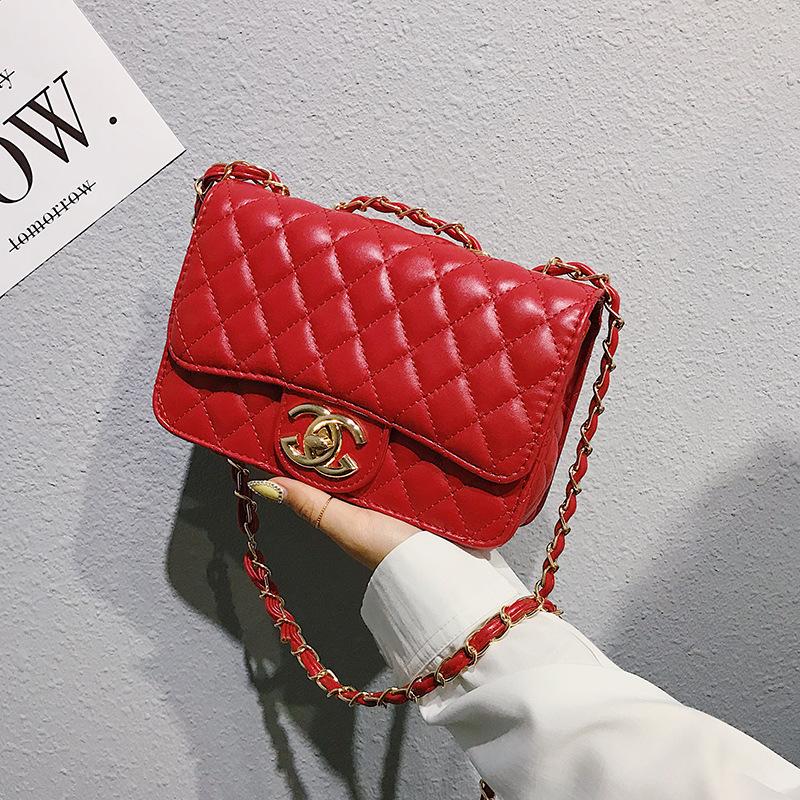 Damenhandtasche neue Diamant-Kettentasche Umhängetasche schräg kleine quadratische Tasche Schloss kleine Tasche