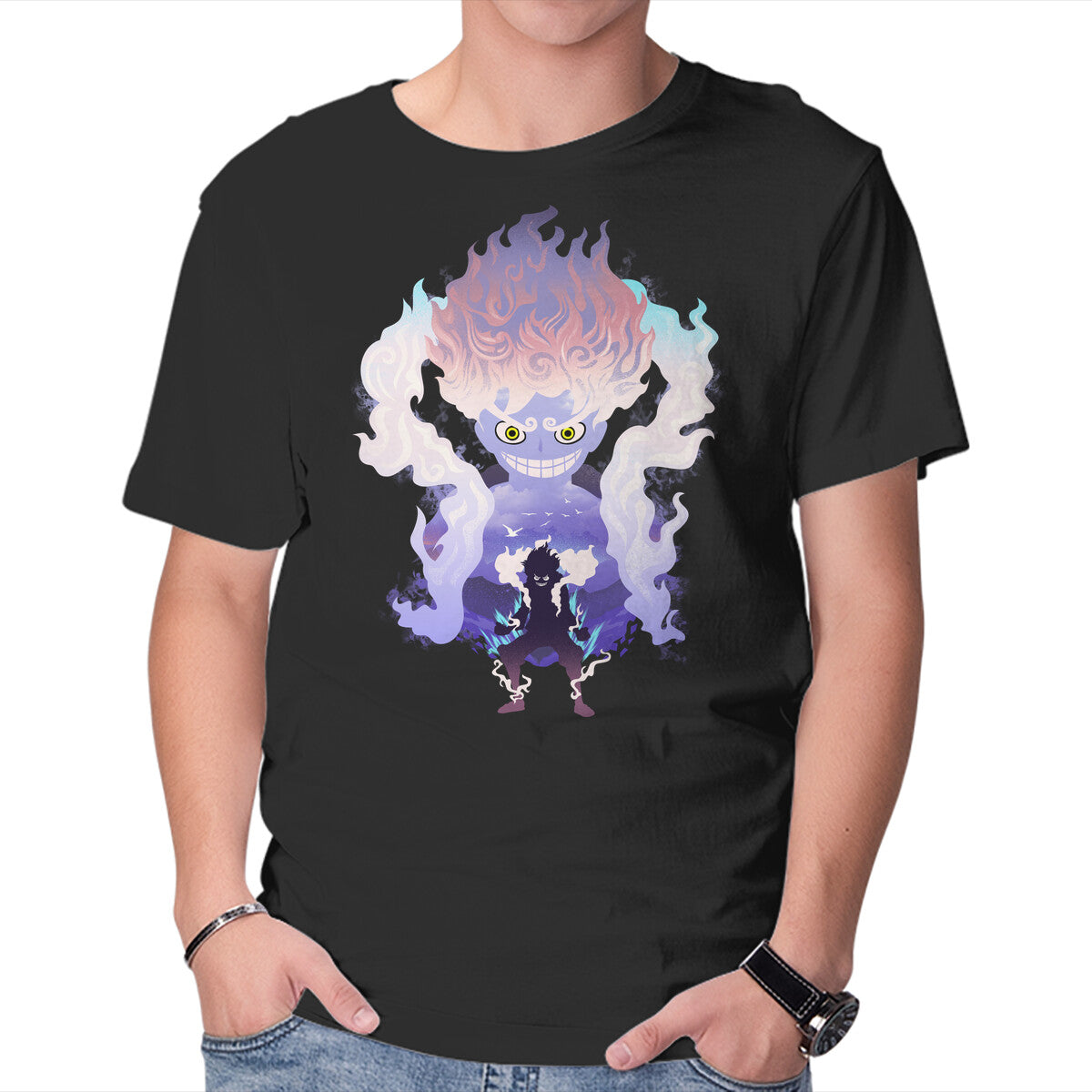 Unisex Crew Neck T-Shirt Sun God Graphic Short Sleeve Casual Tee S