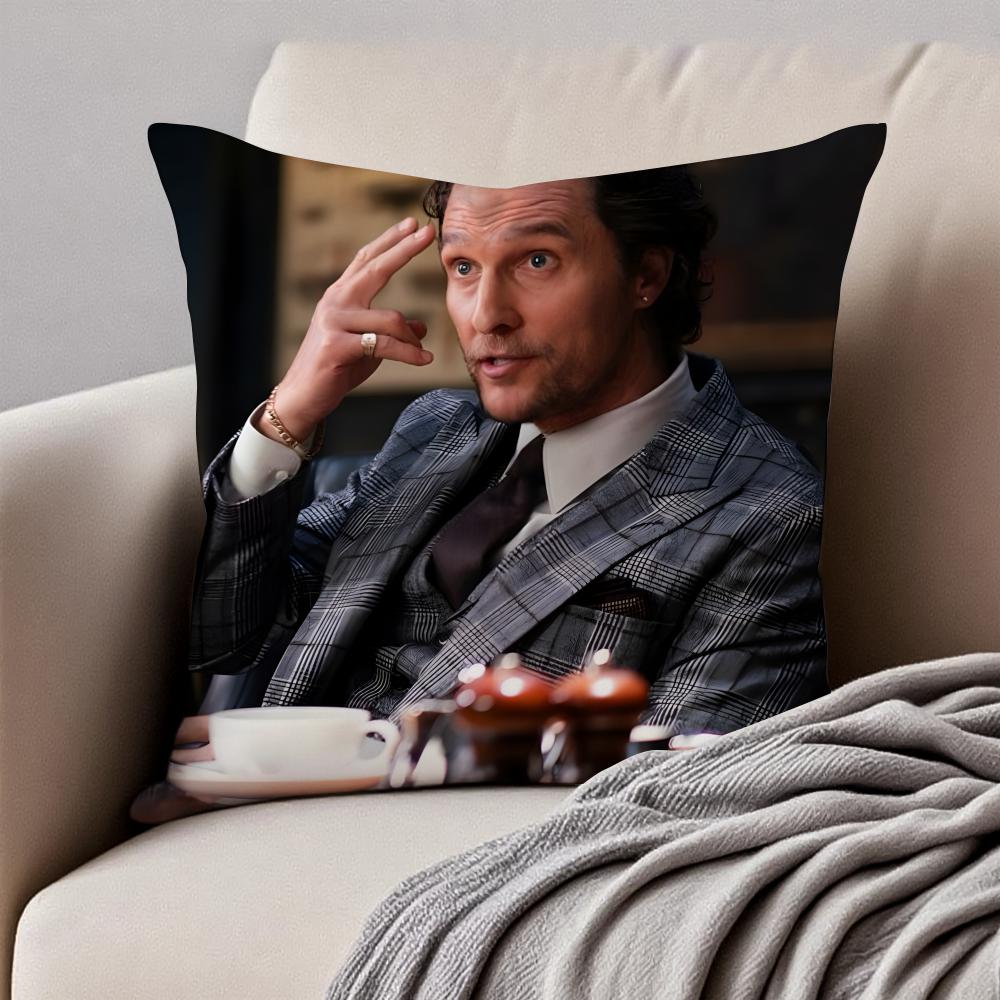 M-Matthew Mcconaughey Pillow Hollywood Actor Cushion Cover Pillowcase Anti-Dustmite Invisible Zipper Short Plush Sofa Cushion