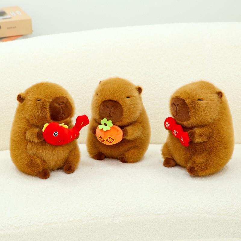 Plush Capybara Toy Cute Cartoon Hugging Persimmon Girl Kid Birthday Holiday Gift