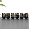 2026 Tai Sui Barrel Black Agate Hot Stamping Engraved Beads for DIY Jewelry