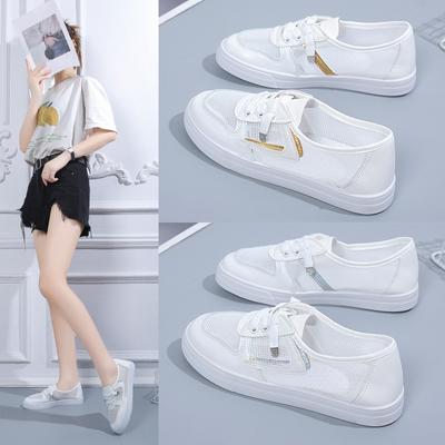 White Shoes Women's Shoes New Spring and Summer Versatile Sports Mesh Breathable Sports Board Shoes Trendy Shoes Lazy Shoes